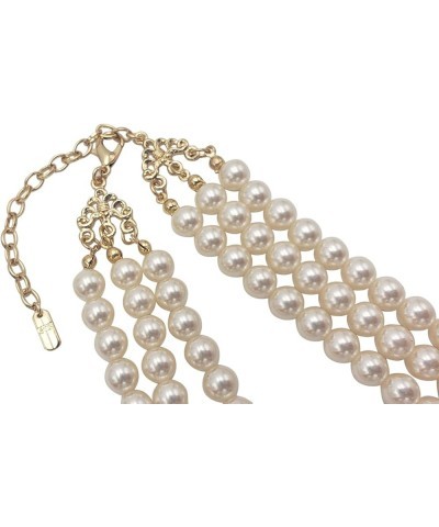 Women's Multi Strand Classic 8mm Faux Pearl Necklace and Earrings Jewelry Set, 16"+3" Extender Cream/Gold Tone $17.33 Necklaces