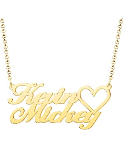 Personalized Name Necklace 18K Gold Plated Nameplate Necklace Custom Name Necklace for Womens Girls Name necklace with heart-...