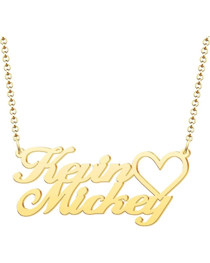 Personalized Name Necklace 18K Gold Plated Nameplate Necklace Custom Name Necklace for Womens Girls Name necklace with heart-...