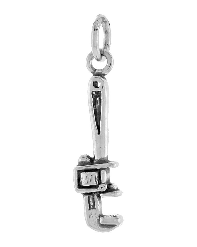 Small Sterling Silver Plumbers Pipe Wrench Pendant for Men and Women 3/4 inch sold with or Without Chain with 16 inch Box Cha...