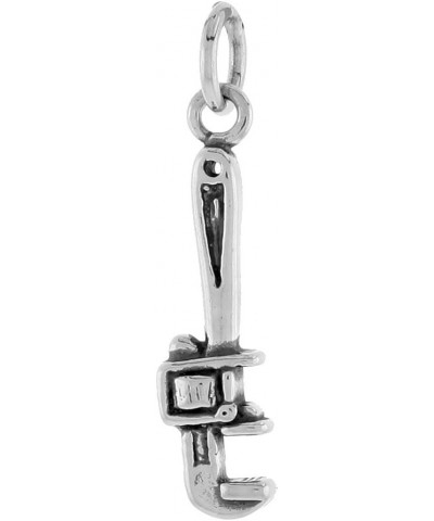 Small Sterling Silver Plumbers Pipe Wrench Pendant for Men and Women 3/4 inch sold with or Without Chain with 16 inch Box Cha...