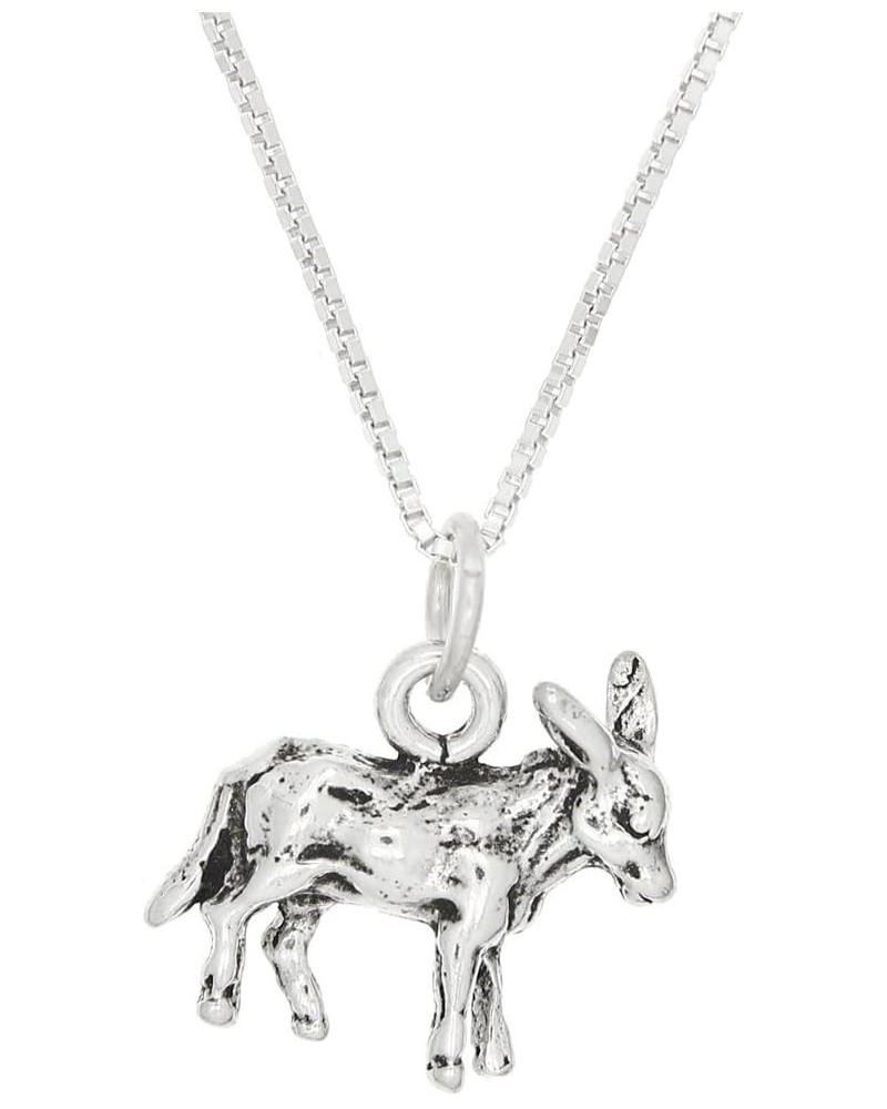 Sterling Silver Three Dimensional Donkey Mule Necklace 20.0 Inches $14.16 Necklaces