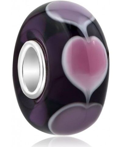 Heart Murano Glass Beads 925 Sterling Silver Core Charm For Bracelets (Red) Purple $7.53 Bracelets