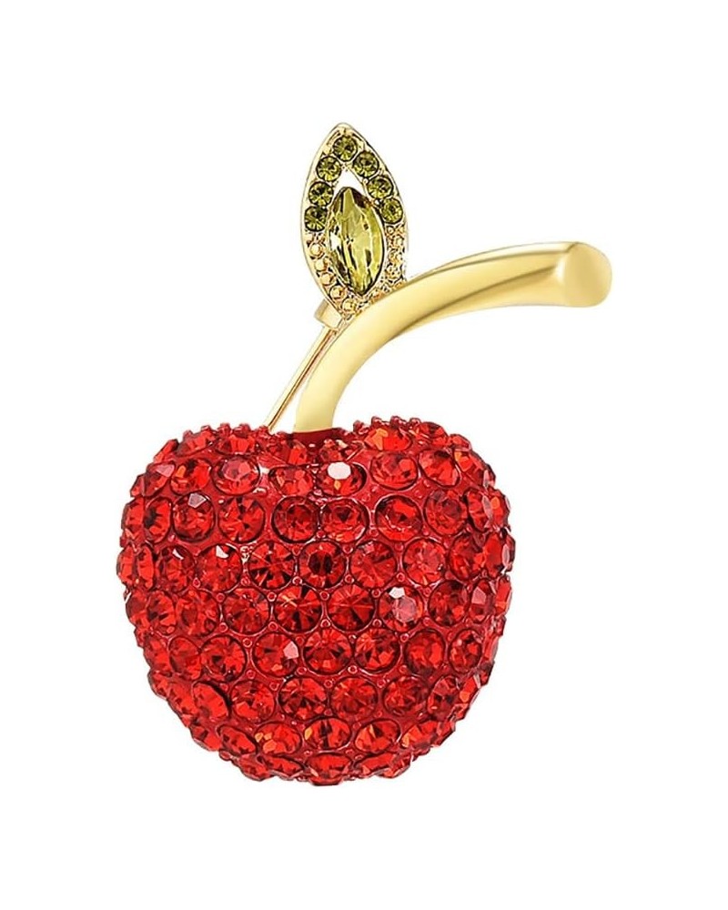 Cute Red Apple Lapel Brooch Pin for Women Girls Austria Rhinestone Crystal Fruit Pin Clip Sweater Scarves Jackets Dress Suit ...