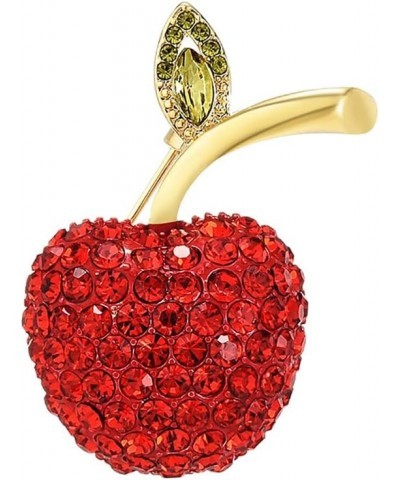 Cute Red Apple Lapel Brooch Pin for Women Girls Austria Rhinestone Crystal Fruit Pin Clip Sweater Scarves Jackets Dress Suit ...