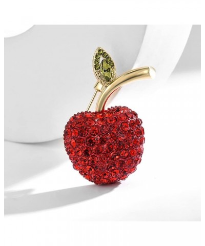 Cute Red Apple Lapel Brooch Pin for Women Girls Austria Rhinestone Crystal Fruit Pin Clip Sweater Scarves Jackets Dress Suit ...