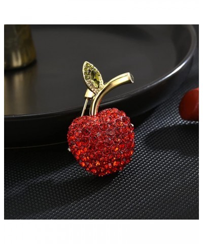 Cute Red Apple Lapel Brooch Pin for Women Girls Austria Rhinestone Crystal Fruit Pin Clip Sweater Scarves Jackets Dress Suit ...