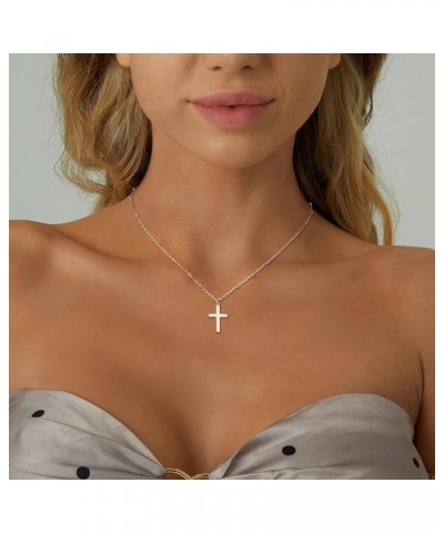 Cross Necklace for Women, 14K Gold Plated/Sterling silver Chain Necklace Dainty Layered Gold Cross Pendant Necklace Simple Cu...