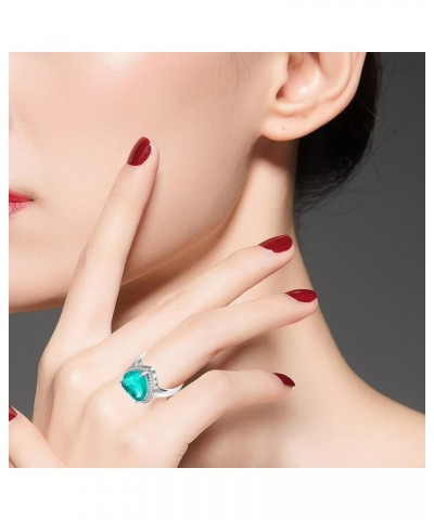 Dainty Simulated Paraiba Tourmaline Ring Adjustable Size Halo Solitaire Wedding Bridal Rings Platinum Plated Y3623 $8.25 Rings