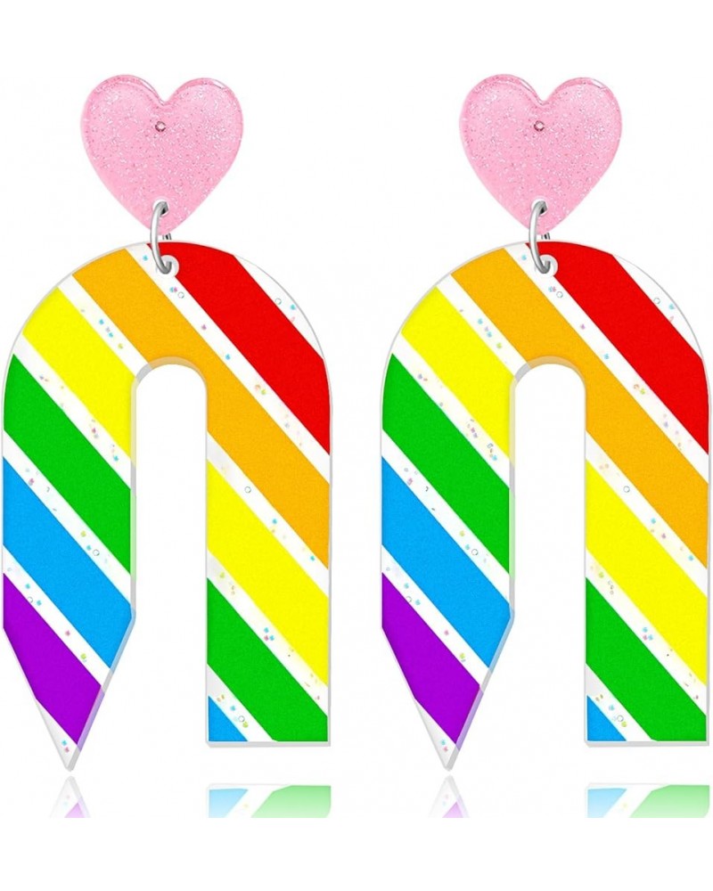 2023 Back to School Pencil Shaped Teacher Earrings for Women Girls Lightweight Acrylic Heart Striped Pencil Earrings for Teac...