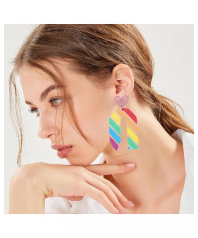 2023 Back to School Pencil Shaped Teacher Earrings for Women Girls Lightweight Acrylic Heart Striped Pencil Earrings for Teac...