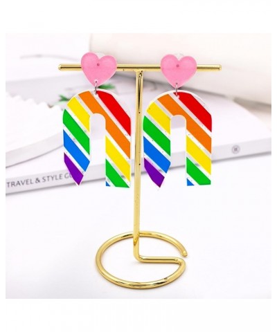 2023 Back to School Pencil Shaped Teacher Earrings for Women Girls Lightweight Acrylic Heart Striped Pencil Earrings for Teac...