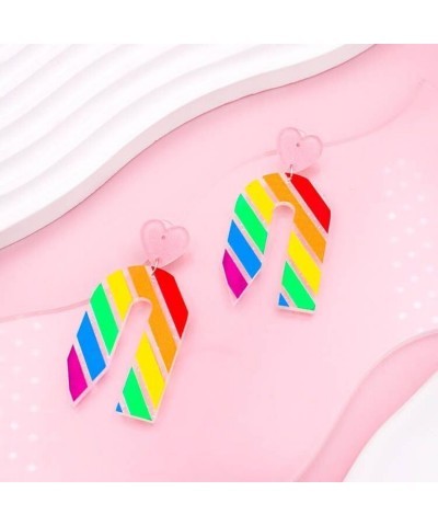 2023 Back to School Pencil Shaped Teacher Earrings for Women Girls Lightweight Acrylic Heart Striped Pencil Earrings for Teac...