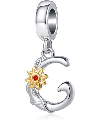 Initial Letter Sunflower Bead A-Z Alphabet Crystal Personalized Birthday Dangle Charm Fit European Charms Bracelet Initial Le...