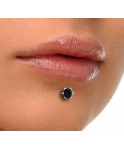 Ring Jewels 3mm Solitaire Black Spinel Nose Piercing Real Sterling Silver Nose Ring Bone 16 Gauge 8mm Length 0.10 CT Body Jew...