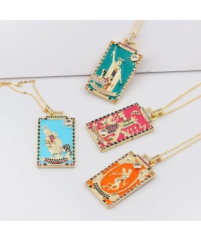 Cubic Zirconia Tarot Cards Necklace For Women Man Classic Square Vintage 22 Style Good Luck Amulet Pendants Jewelry Gifts $12...