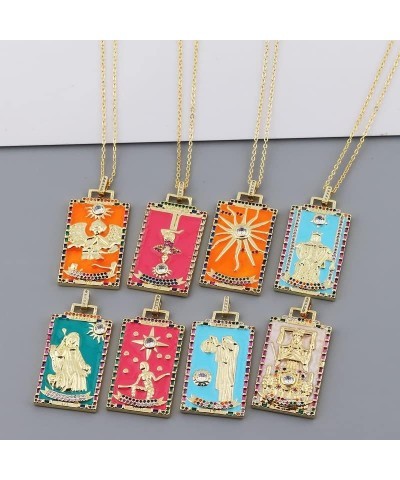 Cubic Zirconia Tarot Cards Necklace For Women Man Classic Square Vintage 22 Style Good Luck Amulet Pendants Jewelry Gifts $12...