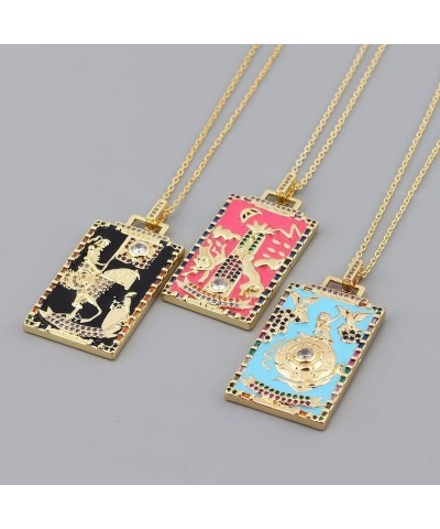 Cubic Zirconia Tarot Cards Necklace For Women Man Classic Square Vintage 22 Style Good Luck Amulet Pendants Jewelry Gifts $12...