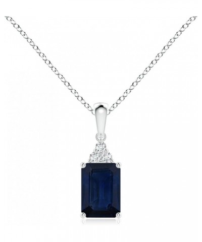 Natural Blue Sapphire Emerald Cut Pendant Necklace in Sterling Silver for Women, Girls with 18" Chain | September Birthstone ...