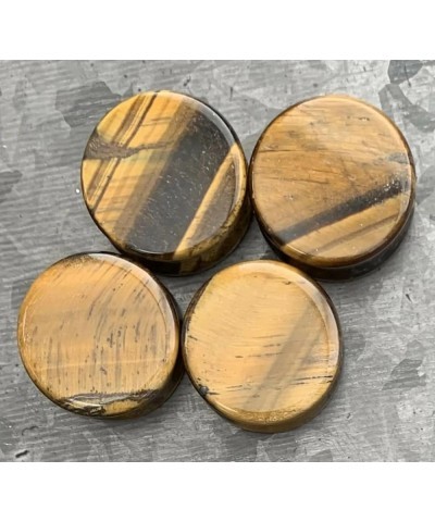 ALL 3 PAIR- Yellow, Blue & Red Tiger Eye Organic Stone Plugs Double Flare Gauges 4g (5mm) $16.05 Body Jewelry