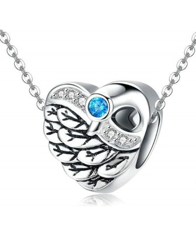 Love Heart Angel Wings Charms 925 Sterling Silver Heart Dangle Charm Necklace Bead Feather Charms for Snake Bracelets Feather...