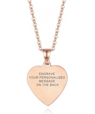 Free Engraving Heart Charm Medical ID Alert Necklaces for Women ROSE GOLD / BLACK customize $12.37 Necklaces