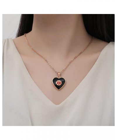 Free Engraving Heart Charm Medical ID Alert Necklaces for Women ROSE GOLD / BLACK customize $12.37 Necklaces