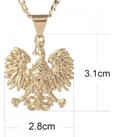 18K Gold Plated Poland Symbol Eagle Pendant Necklace for Women Men Polska Poles Jewelry 3mm Flat Figaro Chain Necklace 18/22 ...