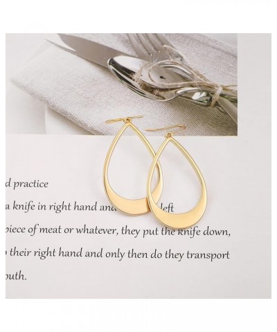 Boho Big Oval/Hammered Square Hoop Earrings Simple Thick High Polished Gold Hoop Earrings 18k Gold Plated for Women… Gold Hoo...