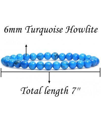 Gem Semi Precious Gemstone 6mm Round Beads Stretch Bracelet 7" Unisex Turquoise Howlite $7.14 Bracelets