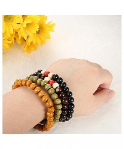 20Pcs Wooden Bead Bracelet for Women Mens Lava Rock Stone Beads Essential Oil Diffuser Beaded Bracelets Bangles Elastic Stret...