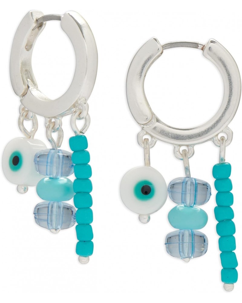 Evil Eye Charm Hoop Earring, Silver, One Size $13.13 Earrings