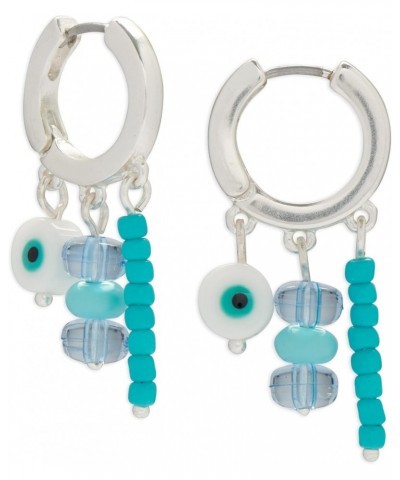 Evil Eye Charm Hoop Earring, Silver, One Size $13.13 Earrings