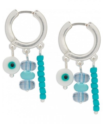 Evil Eye Charm Hoop Earring, Silver, One Size $13.13 Earrings