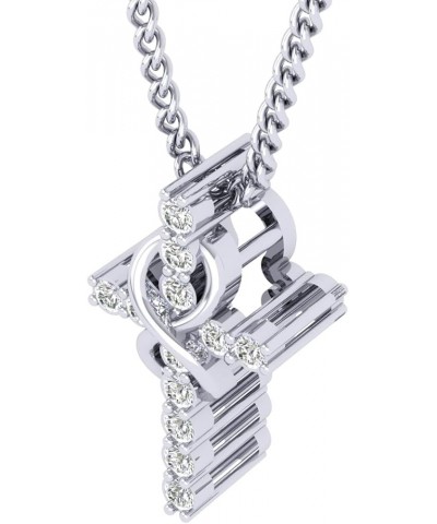 0.13 Cttw Round Cut Natural Diamond (Color: I-J,Clarity: I2-I3) | Infinity Cross Pendant Necklace With 18" Anchor Chain For W...