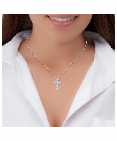 0.13 Cttw Round Cut Natural Diamond (Color: I-J,Clarity: I2-I3) | Infinity Cross Pendant Necklace With 18" Anchor Chain For W...