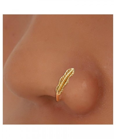 Boho Leaf Clip On Nose Ring Vintage Leaf Nose Ring Gold Leaf Fake Nose Ring Non Pierced Nose Ring Jewelry for Women and Girls...