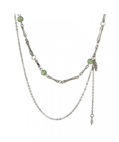 Irregular Necklace Green Beaded Double Layer Chain Vintage Fashion Versatile Women's Jewelry Gift $7.64 Necklaces