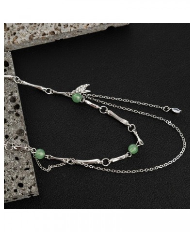 Irregular Necklace Green Beaded Double Layer Chain Vintage Fashion Versatile Women's Jewelry Gift $7.64 Necklaces