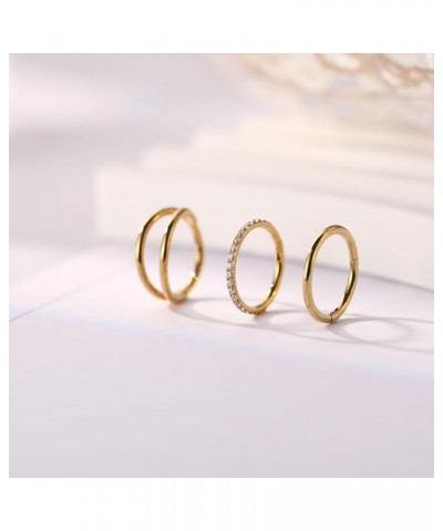 3pcs Nose Rings Hoops Double Nose Ring 316L Surgical Steel Cartilage Earrings 20G/18G/16G Septum Rings Conch Piercing Helix E...