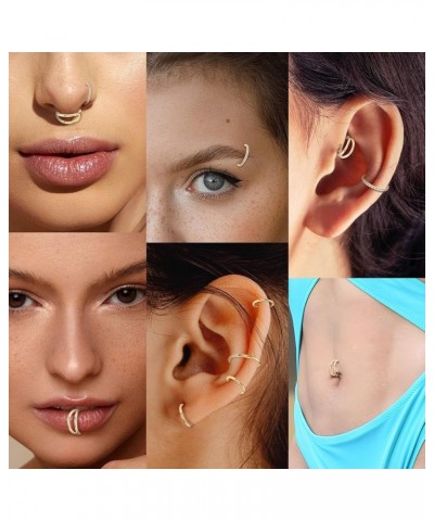 3pcs Nose Rings Hoops Double Nose Ring 316L Surgical Steel Cartilage Earrings 20G/18G/16G Septum Rings Conch Piercing Helix E...