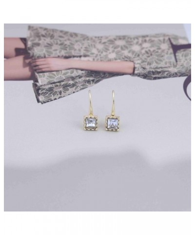 Boho Rhinestone Earrings Gold Crystal Square Studs Earrings Vintage Crystal Cz Earrings Geometric Cz Square Hook Earrings Jew...