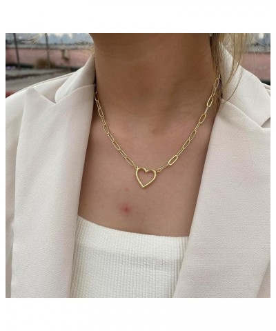 Dainty Heart Necklace for Women, 14k Gold Plated/Rose Gold/Silver Tiny Cute Heart Pendant Necklace Minimalist Choker CZ Neckl...