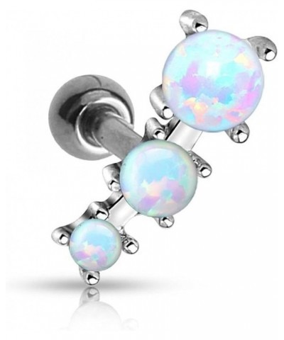 16GA Stainless Steel Triple Synthetic Opal Ball Curved Top Barbell White $7.50 Body Jewelry