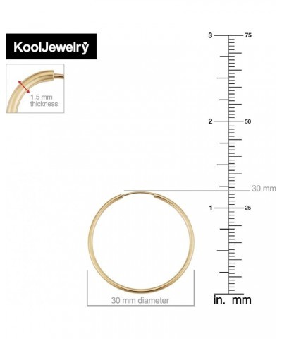 14k Yellow Gold Filled 1.5 mm Thick Endless Hoop Earrings (12, 16, 20, 30, 40, 50 or 60 mm) 30 MM $18.23 Earrings