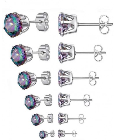 6 Pairs Stud Earrings Set,Clear Cubic Zirconia 316L CZ Stainless Steel Earrings， 3-8mm Size for Women or Men Color $8.15 Earr...