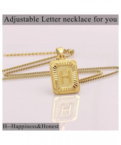 Gold Initial Necklaces for Women,Letter Necklace for Women Girls,Rectangle Necklace with Letters Monogram 18K Gold Plated Alh...