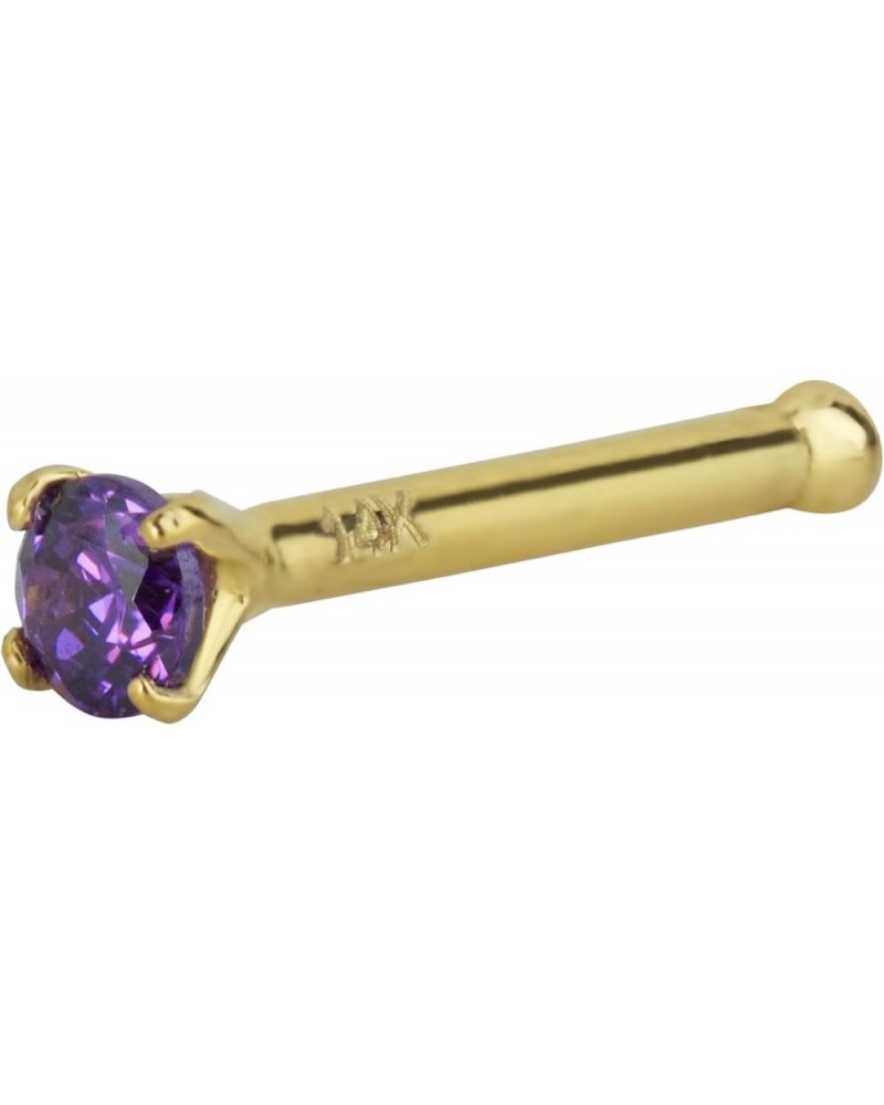 20g Solid 14Kt Gold Simulated Diamond CZ Crystal Nose Ring Stud Purple $16.45 Body Jewelry