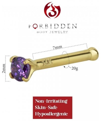 20g Solid 14Kt Gold Simulated Diamond CZ Crystal Nose Ring Stud Purple $16.45 Body Jewelry