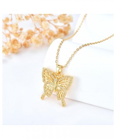 Butterfly Necklace for Women 18k Gold Plated Butterfly Crystal Pendant Trendy Butterfly Jewelry Birthday Christmas Gift for W...